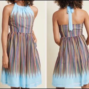 Modcloth What's the Zeal? Chiffon Dress in Stripes